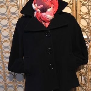 Michael Kors black lambswool swing coat